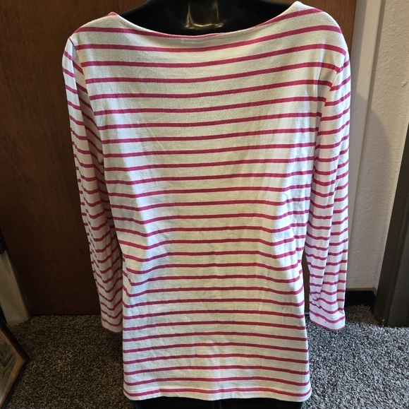 J.j Collectibles white & pink/red stripped t-shirt szM - Picture 7 of 8